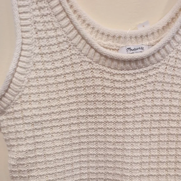 Madewell Cream Ribbed Crop Tank Top - Picture 3 of 7
